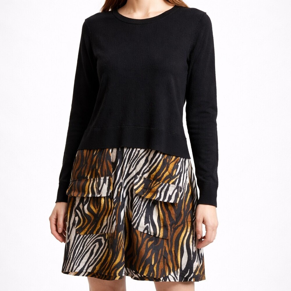 Equipment Femme Cashmere Silk Animal Print Sweater Dress Women's Size Large